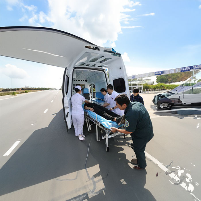 江门市五邑中医院租赁私人救护车转运到北京466医院（空军航空医学研究所附属医院）救护车出租转运